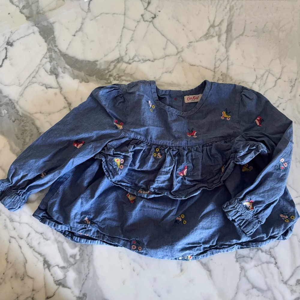 Cath Kidston Chambray Top with Roller Skate Embroidery